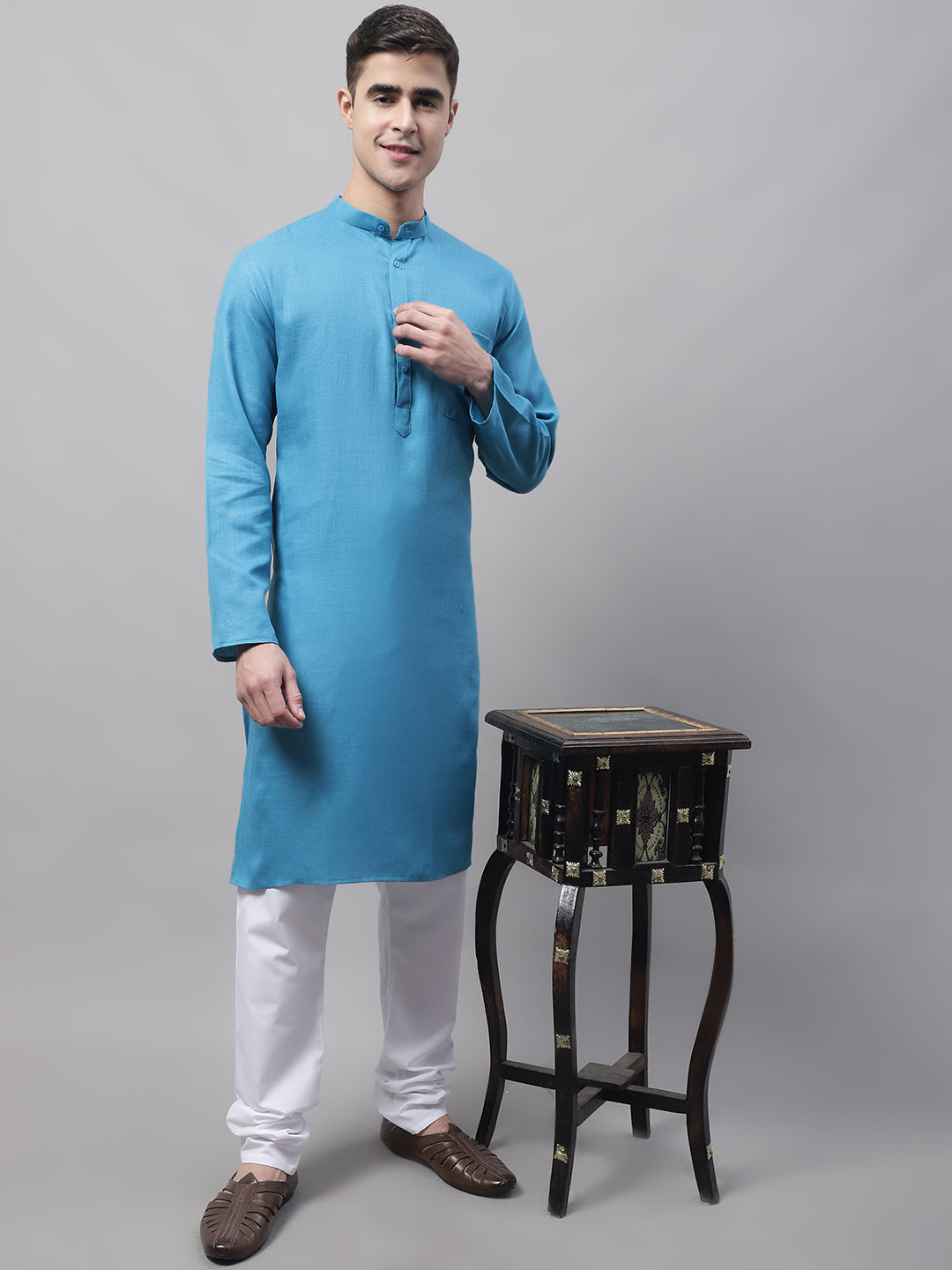 Mens Cotton Solid Kurta Pajama Set - Stylish Ethnic Wear Online