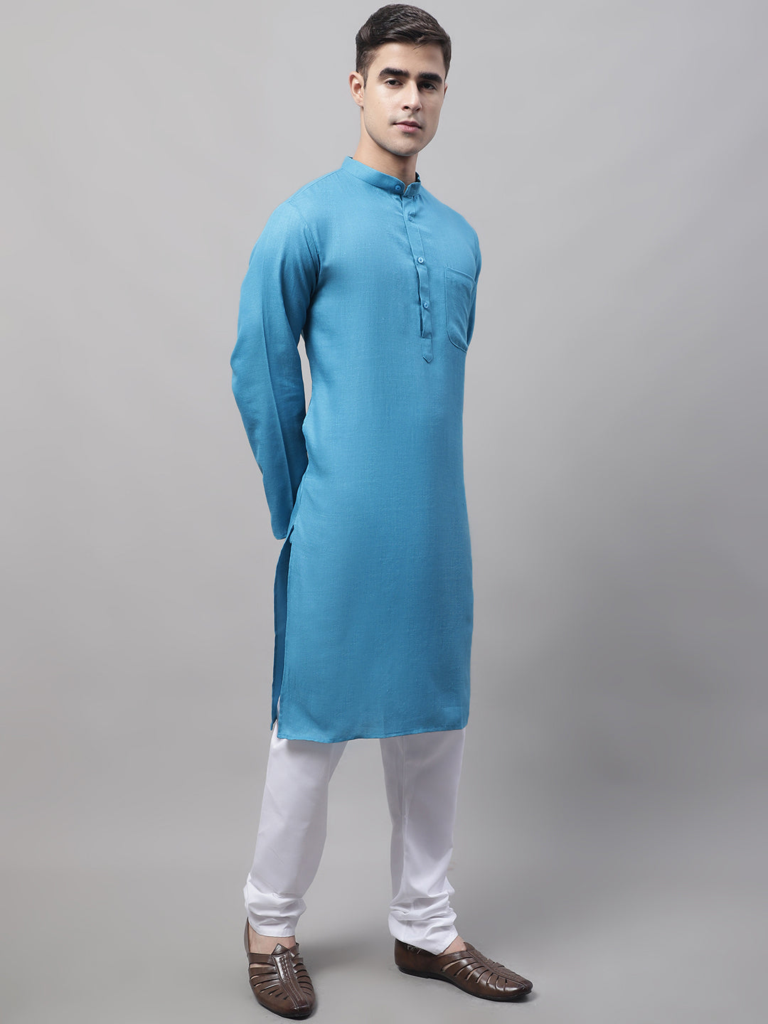 Mens Cotton Solid Kurta Pajama Set - Stylish Ethnic Wear Online