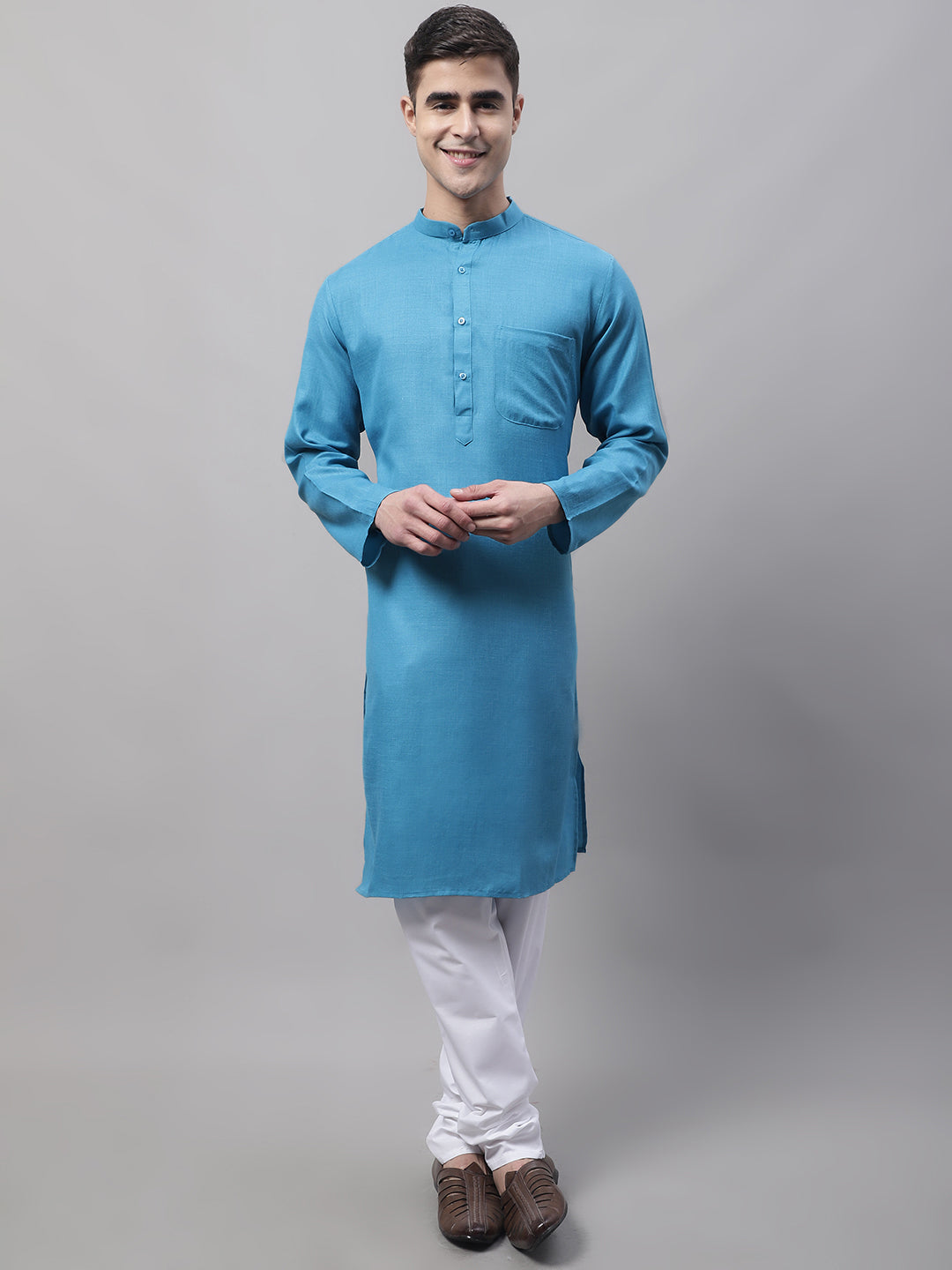 Mens Cotton Solid Kurta Pajama Set - Stylish Ethnic Wear Online