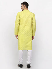 Men's Lemon Printed Cotton Kurta Payjama Sets