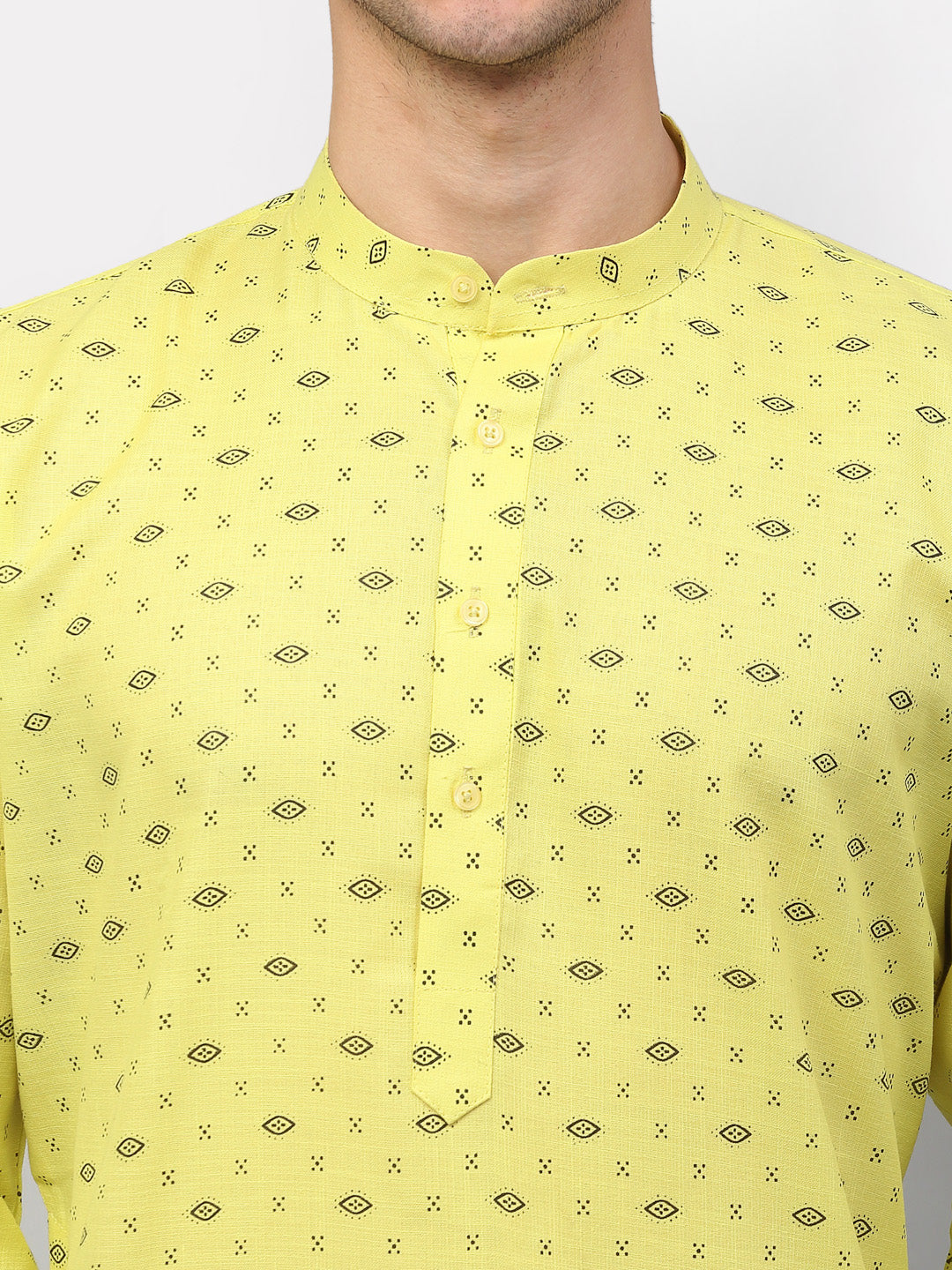 Lemon Printed Mens Kurta Pajama Set | Cotton Kurta Pajama