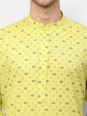 Men's Lemon Printed Cotton Kurta Only