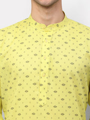 Men's Lemon Printed Cotton Kurta Only