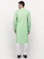 Men's Green Printed Cotton -Kurta Only