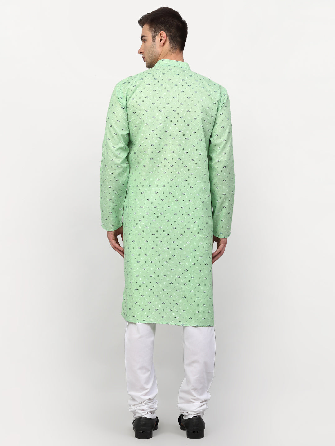 Green Printed Cotton Mens Kurta | Indian Kurta for Men