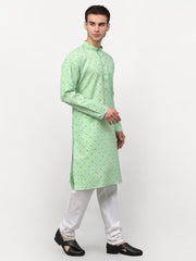 Men's Green Printed Cotton -Kurta Only