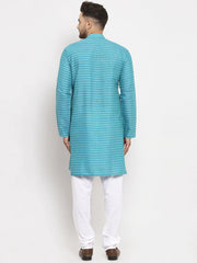 Men's Blue Printed Blue Kurta Payjama Set