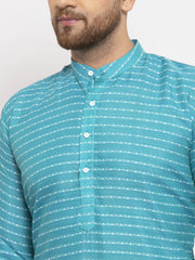 Men's Blue Printed Blue Kurta Payjama Set