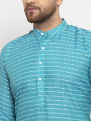 Men's Blue Printed Blue Kurta Payjama Set