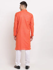Men's D-Orange Woven Kurta Payjama Set