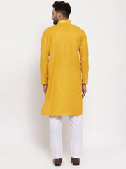 Men's Yellow Mustard Woven Kurta Payjama Sets