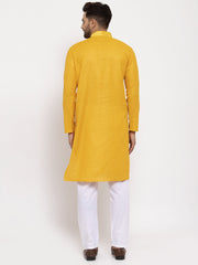 Men's Yellow Mustard Woven Kurta Payjama Sets