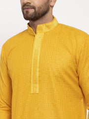 Men's Yellow Mustard Woven Kurta Payjama Sets