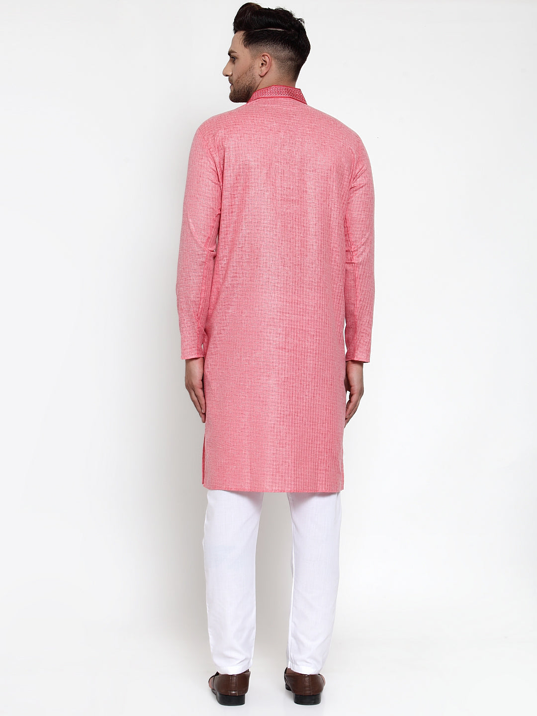 Lit Pink Cotton Men's Kurta | Short Kurta for Men Online