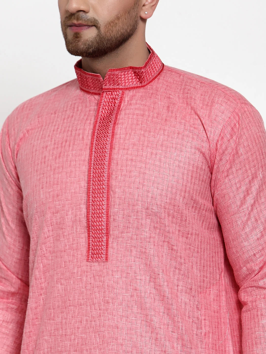 Pink Cotton Mens Kurta Pajama Set | Traditional Style