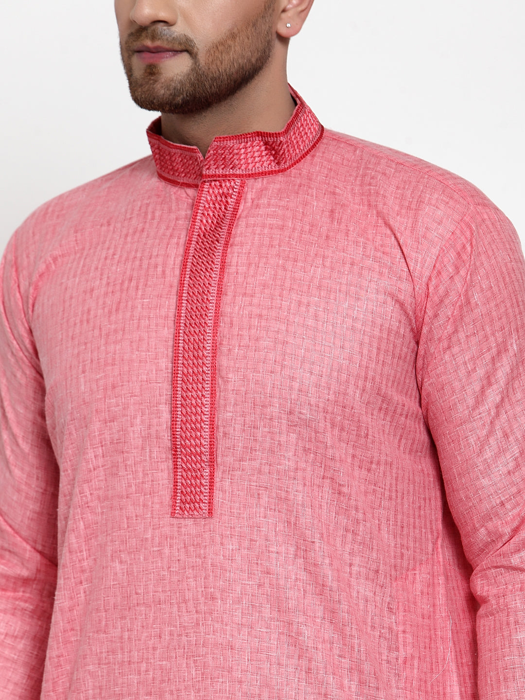 Pink Cotton Mens Kurta Pajama Set | Traditional Style