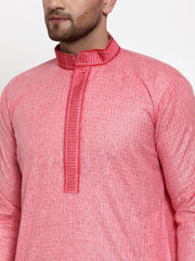 Men's Pink Woven Kurta Payjama Sets