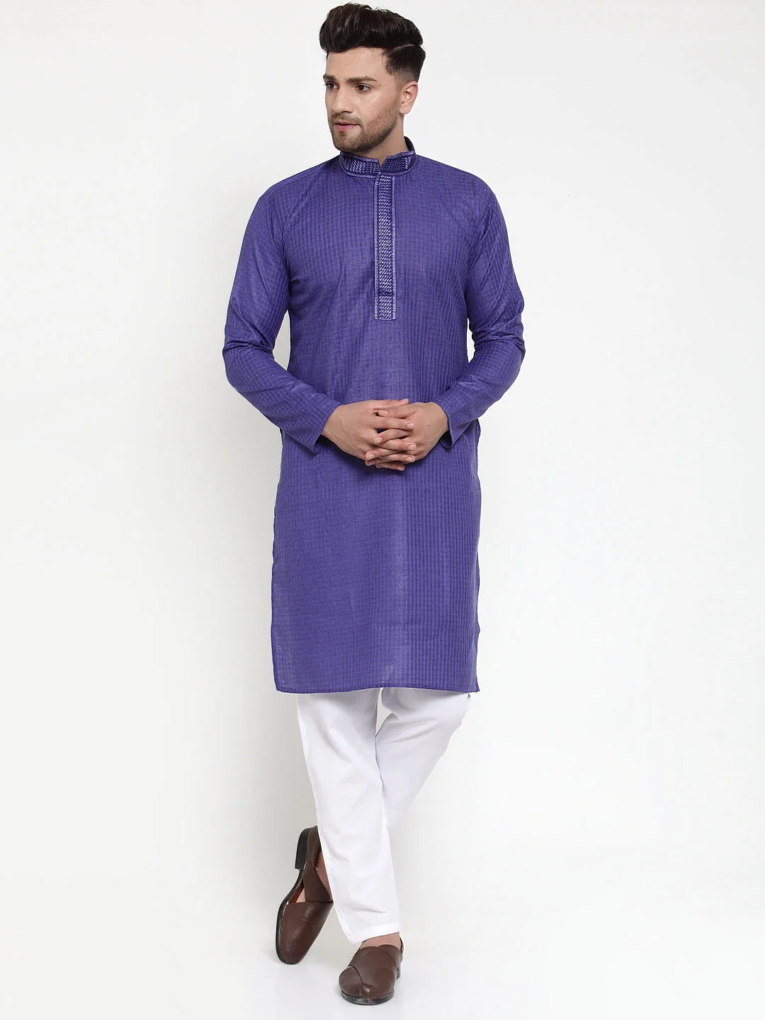 Purple Cotton Mens Kurta Pajama Set | Elegant Style
