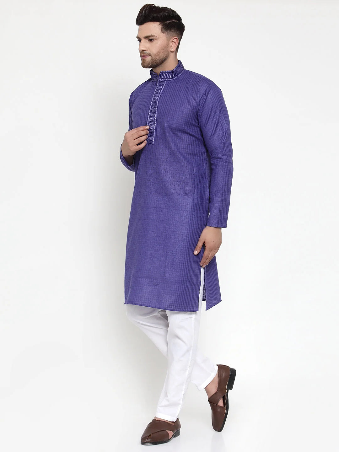 Purple Cotton Mens Kurta Pajama Set | Elegant Style