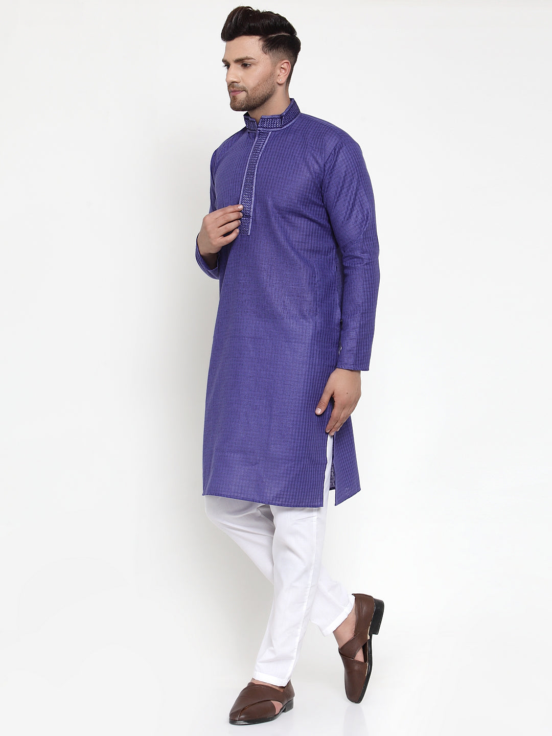 Purple Cotton Mens Kurta Pajama Set | Elegant Style