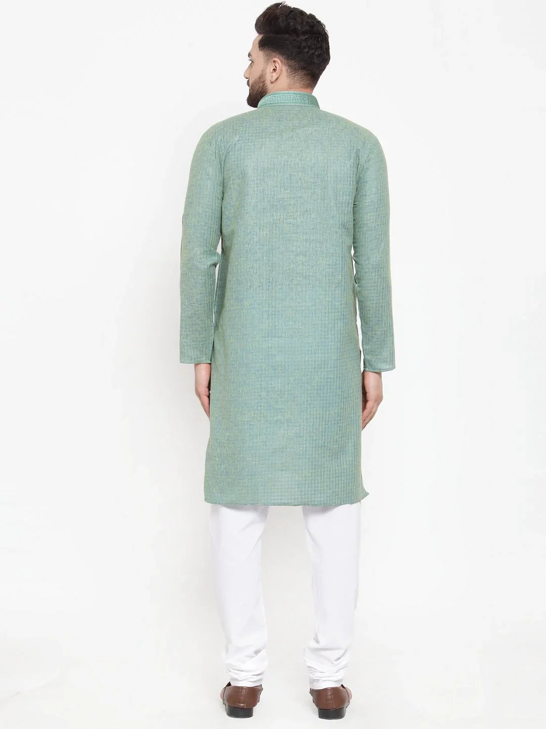Sea Green Embroidered Mens Kurta Pajama Set | Ethnic Wear