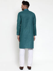 Men's Teal Woven Kurta Payjama Sets