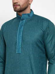 Men's Teal Woven Kurta Payjama Sets