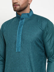 Men's Teal Woven Kurta Payjama Sets