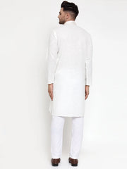 Men's White Woven Kurta Payjama Sets