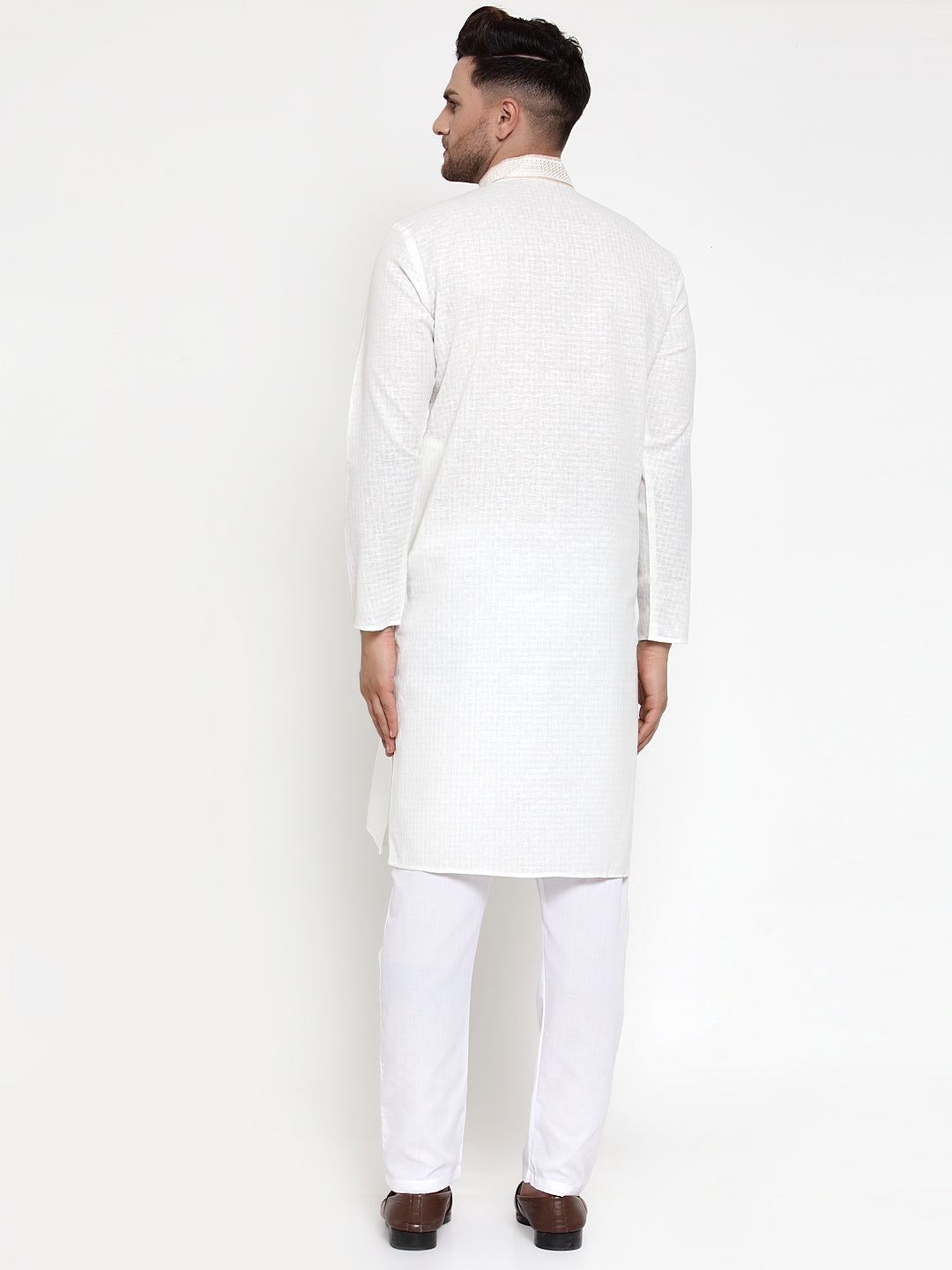 White Cotton Mens Kurta Pajama Set | Classic Pathani Style