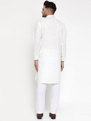 Men's White Woven Kurta Payjama Sets