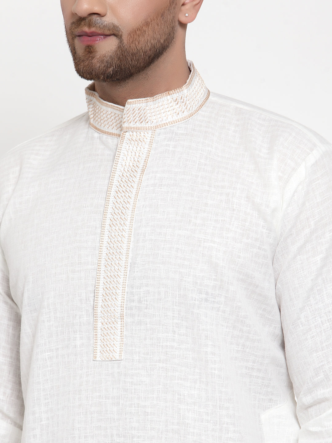 White Cotton Mens Kurta Pajama Set | Classic Pathani Style