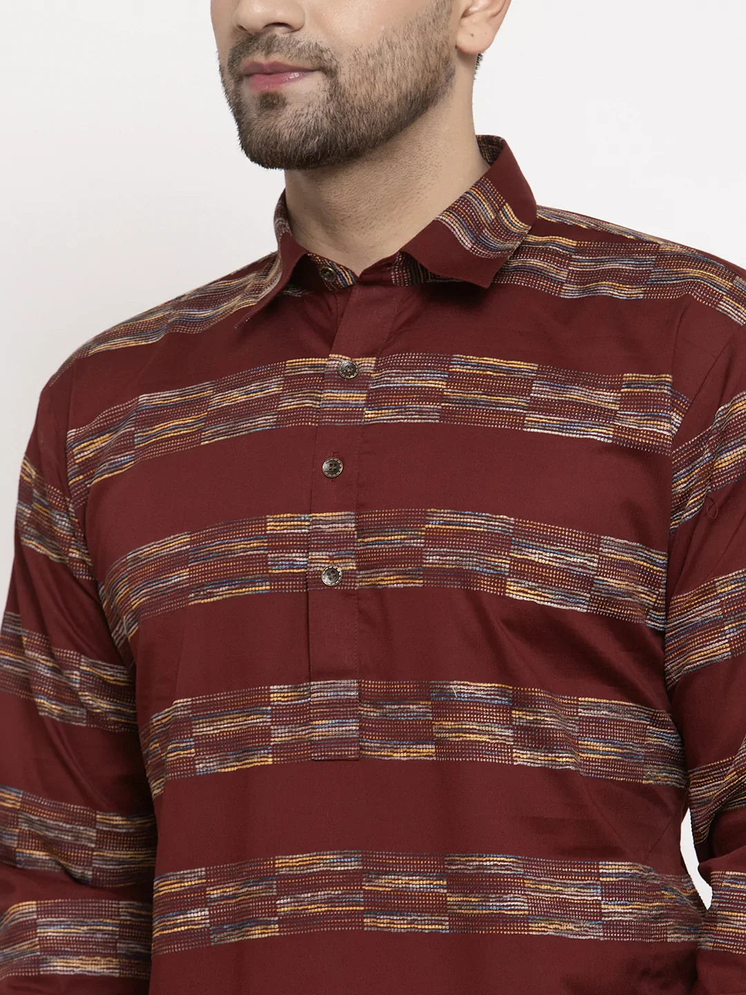 Brown Woven Design Mens Kurta Pajama Set | Ethnic Style