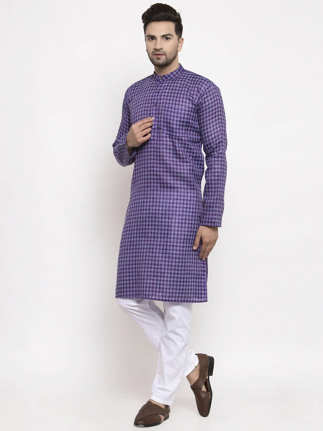 Purple Cotton Mens Kurta - Shop Stylish Indian Kurta Online