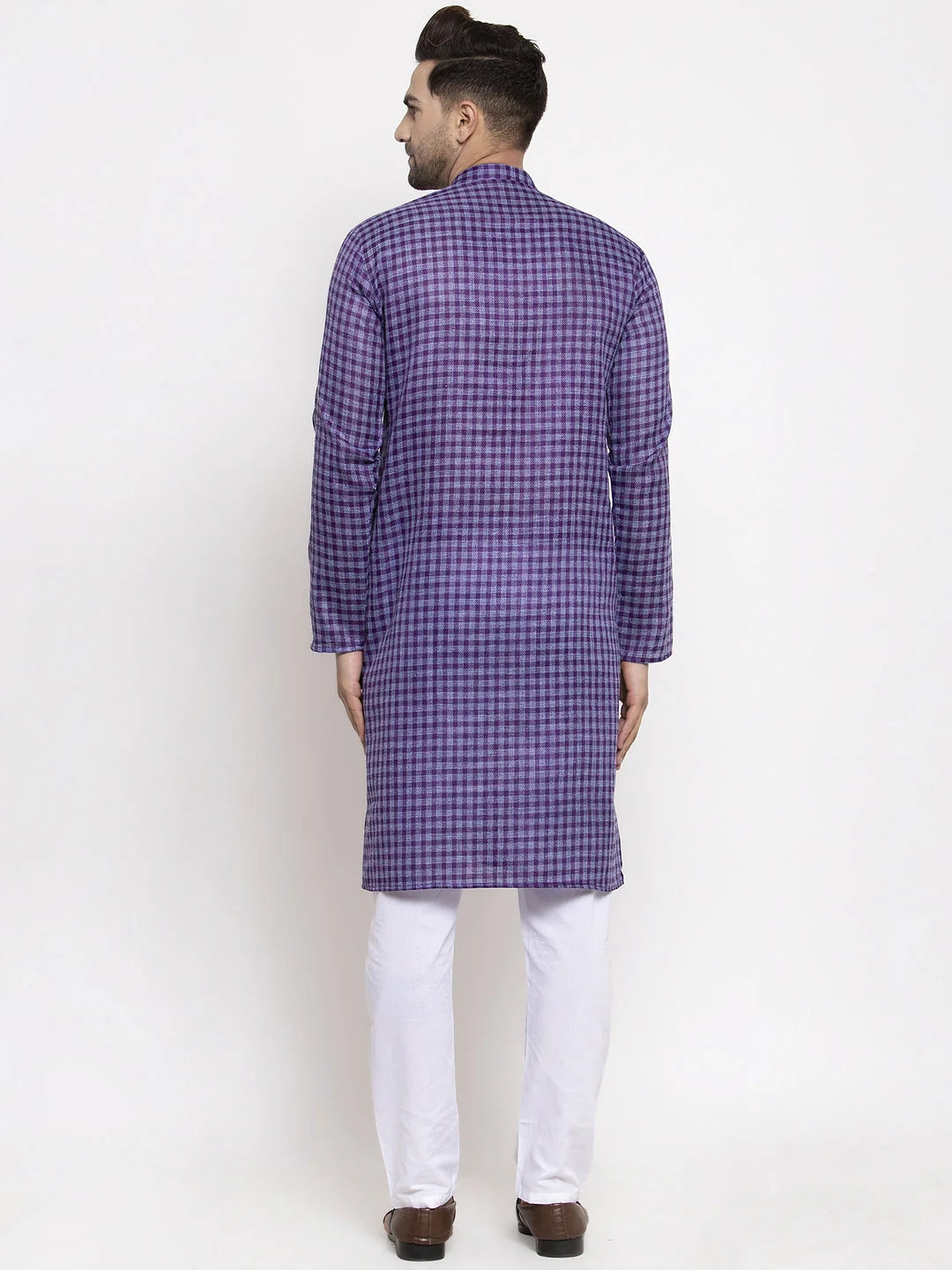 Purple Mens Kurta Pajama Set | Woven Cotton Kurta Payjama