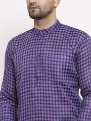 Men's Purple Woven Kurta Only