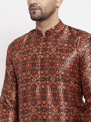 Men's Multi-Black Printed Kurta Only