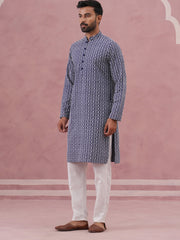 Floral Embroidered Kurta With Churidar (JOKP 626 Blue ) [FF] [G-1-5]