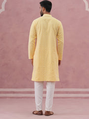 Floral Embroidered Kurta With Churidar ( JOKP 626 Lemon ) [FF] [G-1-5]