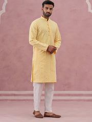 Floral Embroidered Kurta With Churidar ( JOKP 626 Lemon ) [FF] [G-1-5]