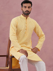 Floral Embroidered Kurta With Churidar ( JOKP 626 Lemon ) [FF] [G-1-5]