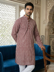 Floral Embroidered Kurta With Churidar ( JOKP P 626Maroon ) [FF] [G-1-5]