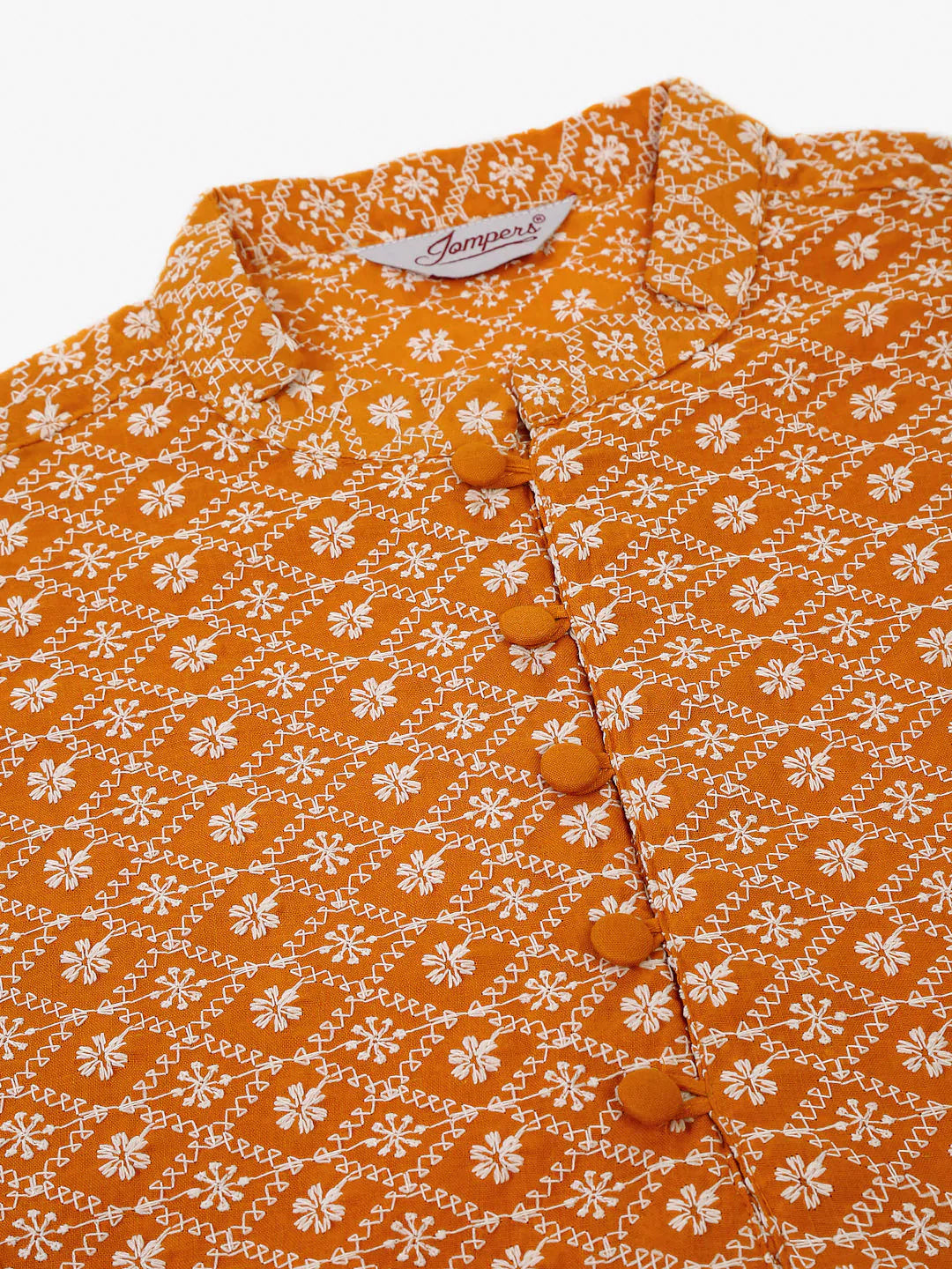 Mustard Chikankari Mens Kurta Pajama Set | Embroidered Cotton
