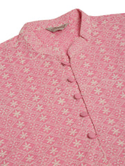 Men's Pink & White Embroidered Straight Kurta Pyjama Set ( JOKP 626 Pink ) [FF] [G-1-5]