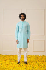 Men's Sky Embroidered Kurta Only