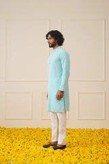 Men's Sky Embroidered Kurta Only