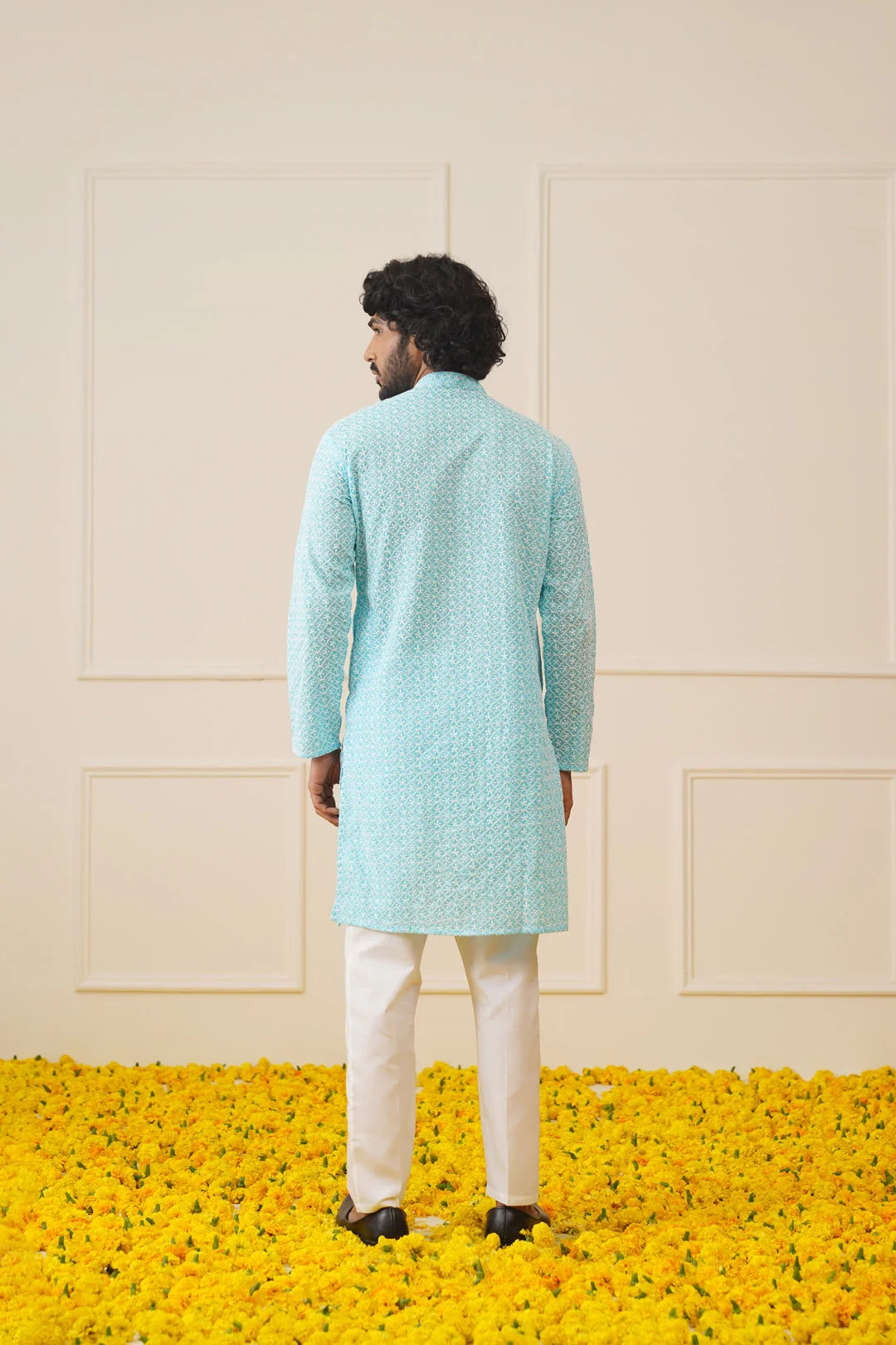 Sky Embroidered Mens Kurta - Stylish Indian Kurta for Men