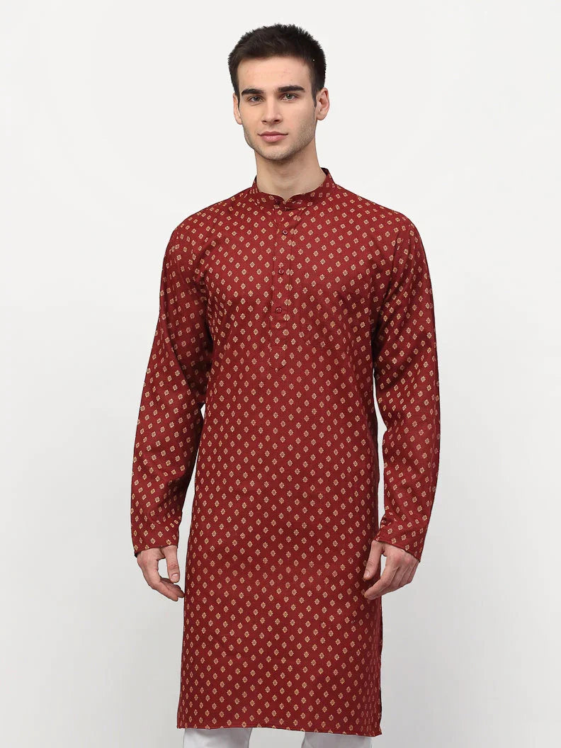 DesiQlo Men Kurta Only - Maroon - KO_627Maroon_S