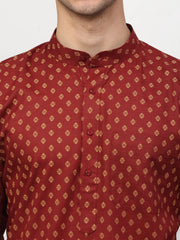 DesiQlo Men's Maroon Printed Kurta Only ( KO 627 Maroon )