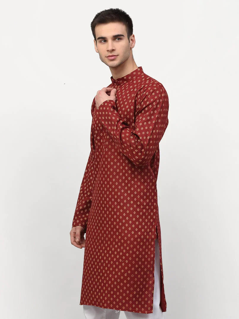 DesiQlo Men Kurta Only - Maroon - KO_627Maroon_S